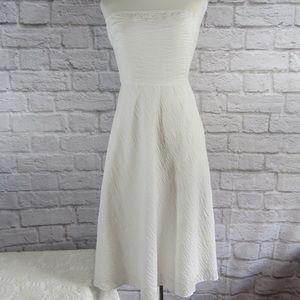J CREW Raspberry Pink Textured Seersucker Strapless Midi A Line Dress Size 4